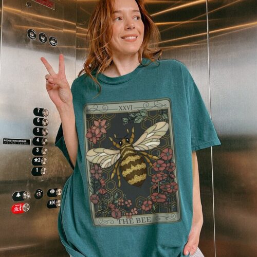 Boho Bee Tarot Card Gardening Witchy Wildflower Nature Lover Shirt image 0