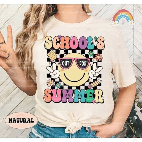 School's Out For Summer Teacher Last Day End Cute Kindergarten Appreciation Shirt image 0